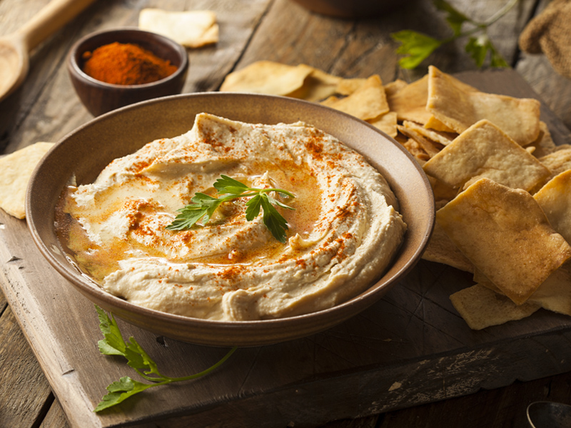 hummus with pitta bread